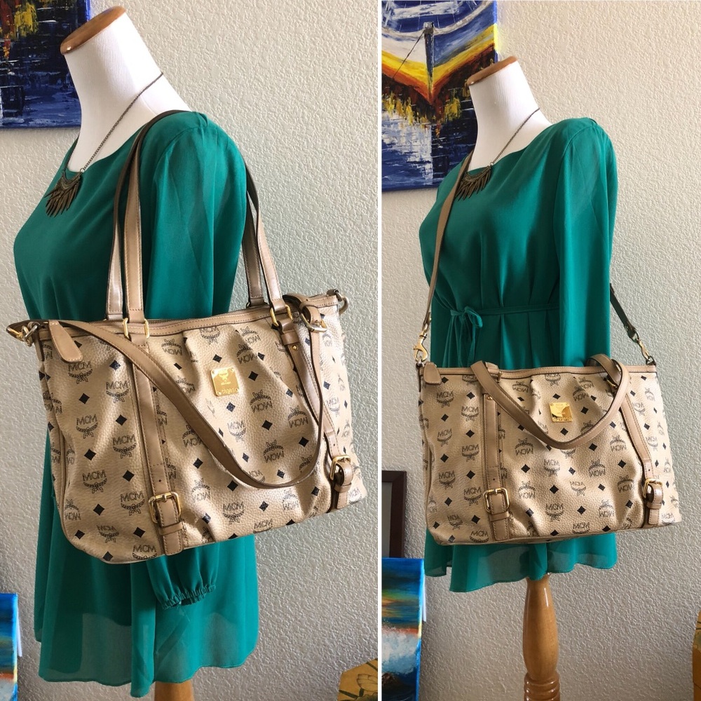 Authentic MCM Beige 2-Way Satchel
